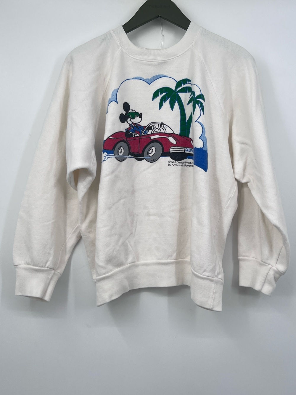 Vintage Disneyland Mickey Mouse California White Crewneck Sweatshirt 1980 1990